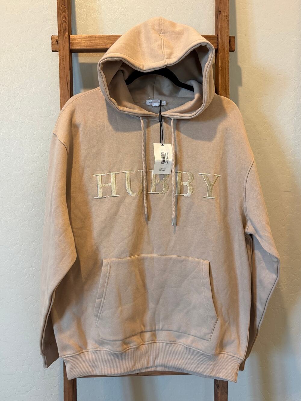 Six Stories Hubby Hoodie Stone Size L NWT Wedding Honeymoon